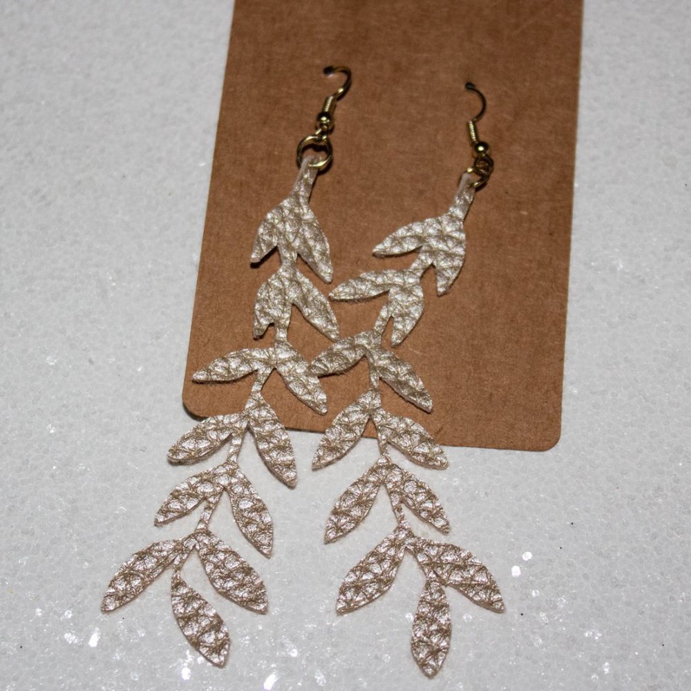 Faux leather dangle style earrings